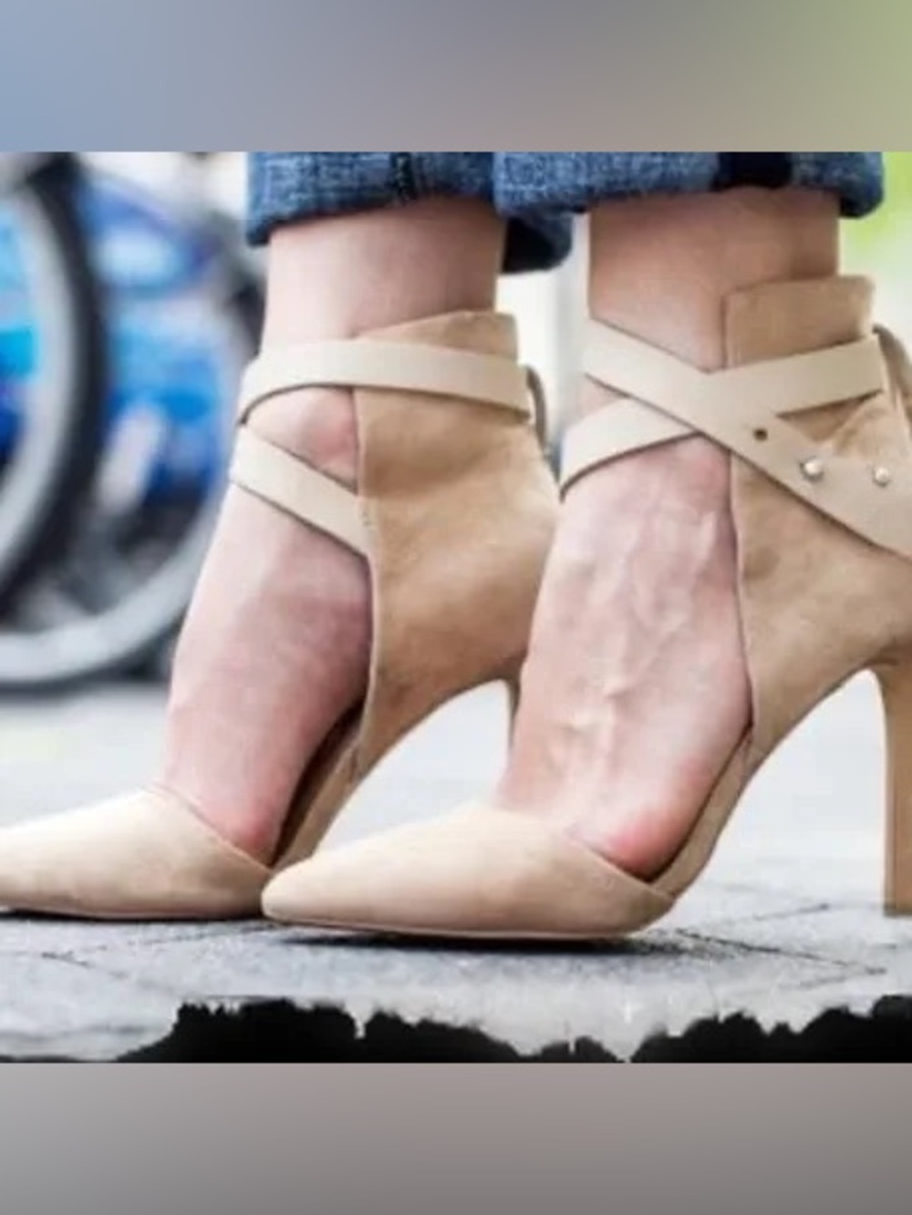 Joe's Jeans Laney suede stiletto pointy leather Black Ankle Strap D’orsay pump 8